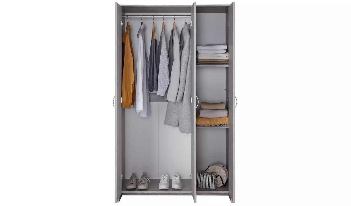 Seville 3 Door Wardrobe - Grey Oak Effect